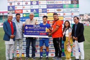 Read more about the article चर्च ब्वाइजलाई हराउँदै झापा ११ भद्रपुर झापा गोल्डकपको सेमिफाइनलमा